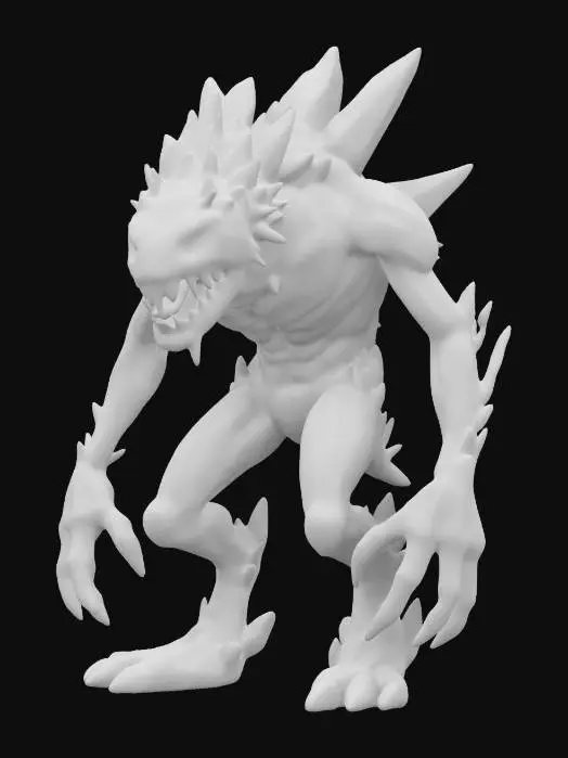 3D model for extreme sci-fi technological monster, body made of special crystalline liquid with the possibility of gel-like transformation, tall monster on several legs, partially transparent body, powerful jaws with fangs, control unit in the middle of the body, entire body covered in luminescent energy, extremely detailed, high-resolution texture, epic stance