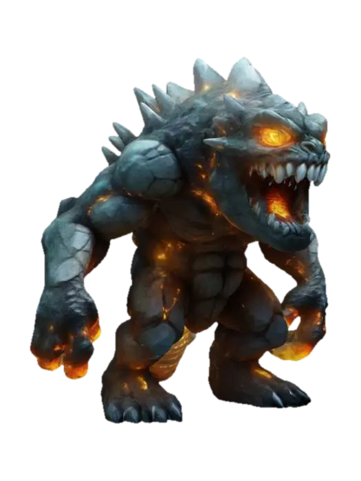 fantasy monster made of connected stones with energy, massive body made of stones… - Epic-3D-modell, genererad av AI