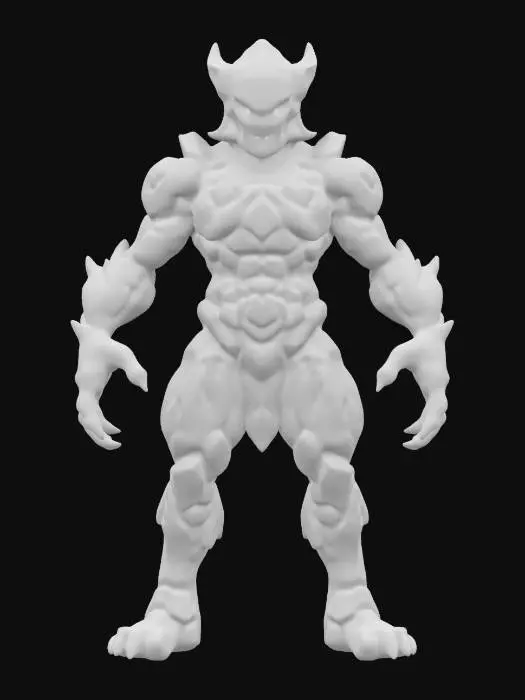 3D model for fantasy stone elemental ve velkém detailu, z různě velkých kamenů poskládané humanoidní tělo, jenotlivé kameny levitující vedle sebe, v obličeji jasně zářící oči, mohutný postoj, mezi spoji kamenů je jasně znatelná světelkující energie, některé z kamenů jsou průhledné krystaly, extremely details, high resolution texture, epic stance