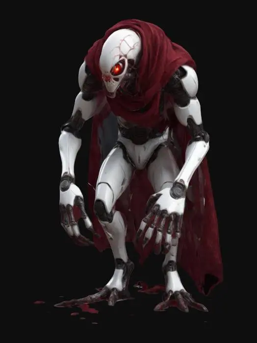 3D model for sci-fi fantasy robotic spider humanoid creature, spider body and humanoid like structure, terrifying expression, spider in attack, clawed limbs, covered in torn clothes, extremely details, high resolution texture, epic stance