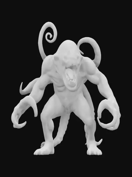 3D model for creature octopus, massive head with tentacles, whole body floating in the air, cyber clothing all over the body, softly glowing, scary face, terrifying mouth, in attack, extremely details, high resolution texture, epic stance