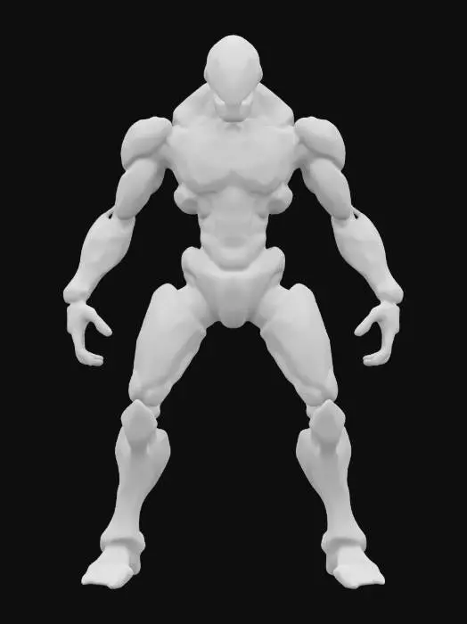 3D model for sci-fi shapeless cyber robotic, warped body, body composed of various technical unequal parts, body covered in glowing lights, on the attack, extremely details, high resolution texture, epic stance