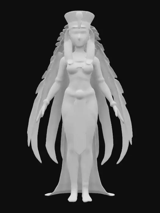 3D model for history female pharaoh cleopatra, noble graceful body, ancient egyptian clothing, long combed decorated hair, light brown skin decorated with symbols, highly detailed beautiful face, extremely details, high resolution texture, epic royal stance, #women#