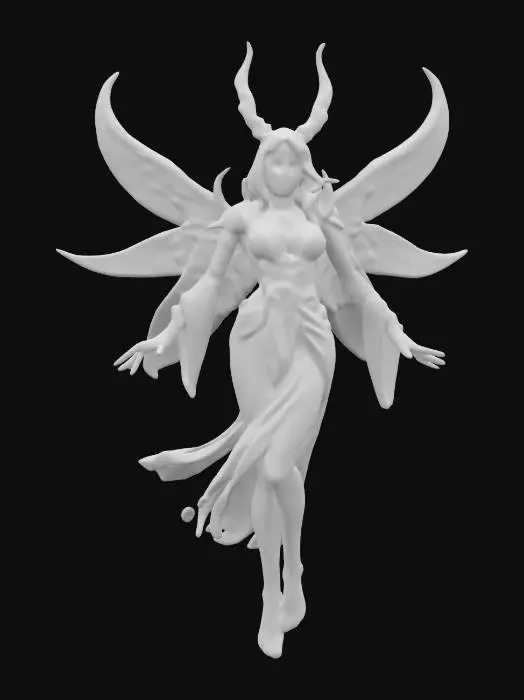 3D model for female supernatural queen elemental, her entire body levitates in the air and radiates energy, a bright glow comes out from behind her back, her body is alabaster white, highly detailed beautiful face, extremely details, high resolution texture, epic stance, #women#