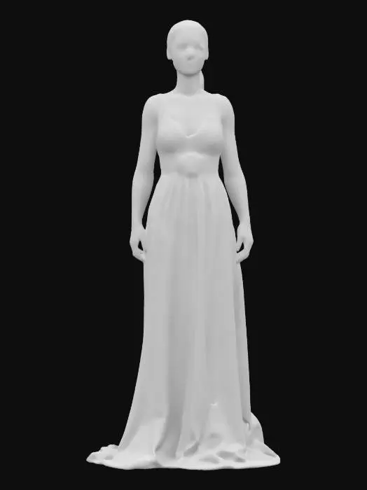 3D model for female elegant, slim tall body, empty hands along the body, elegantly dressed evening wear, pretty face in high detail, small ornaments on the body, extremely details, high resolution texture, epic stance, #women#