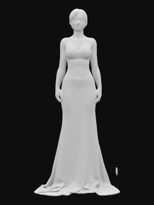 3D model for female elegant, slim tall body, empty hands along the body, elegantly dressed evening wear, pretty face in high detail, small ornaments on the body, extremely details, high resolution texture, epic stance, #women#
