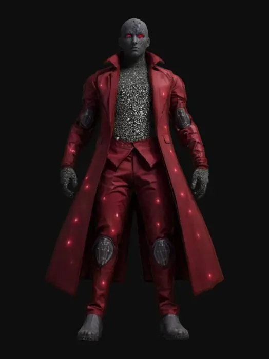 3D model for virtual magician, body composed of elemental particles, particles shoot out of the body, technical elegant clothing, hard machine face, monumental stance, extremely detailed, high resolution texture, epic stance