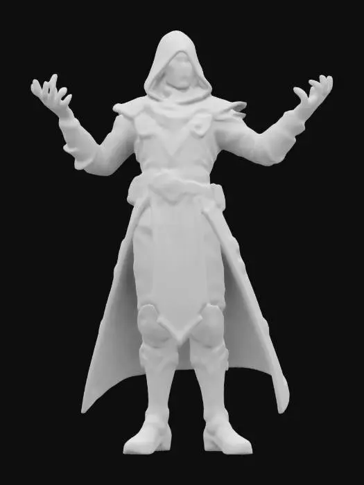 3D model for virtual magician, body composed of elemental particles, particles shoot out of the body, technical elegant clothing, hard machine face, monumental stance, extremely detailed, high resolution texture, epic stance, #game figure#