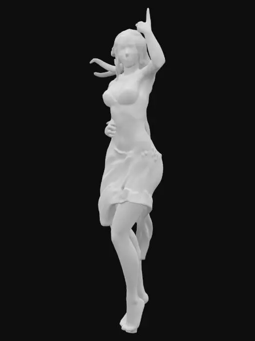 3D model for fantasy female dancer, slim graceful body, latin dance outfit, graceful movements, in action, beautiful detailed face, extremely detailed, high resolution texture, epic stance