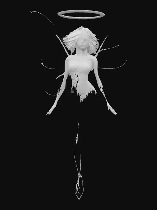 3D model for fantasy astral fairy, translucent body made of stardust, body floating in space, hair from nebulous, eyes like miniature stars without pupils, wings resembling aurora borealis, instead of a headdress levitating crystals and a light ring, detailed beautiful face, extremely detailed, high resolution texture, epic stance, #fairy#