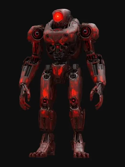 3D model for sci-fi technological mechanoid, modular body, multiple limbs, energetic luminescent drive inside the body, detection sensors all over the body, extremely detailed, high resolution texture, epic stance