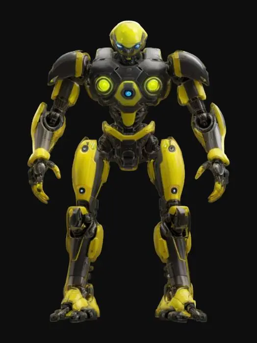 3D model for sci-fi technological mechanoid, modular body, multiple limbs, energetic luminescent drive inside the body, detection sensors all over the body, extremely detailed, high resolution texture, epic stance