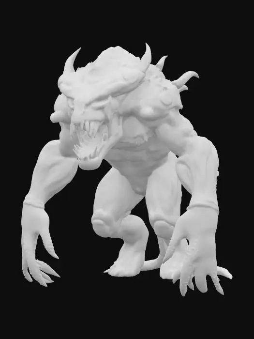 3D model for fantasy underground monster, massive body, several limbs allowing climbing and crawling, large head and jaw full of fangs, several glowing eyes, extremely detailed, high resolution texture, epic stance