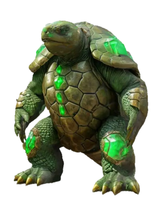 fantasy humanoid stone turtle, massive body with stone crystals, massive paws ending in… - Epic-3D-modell, genererad av AI