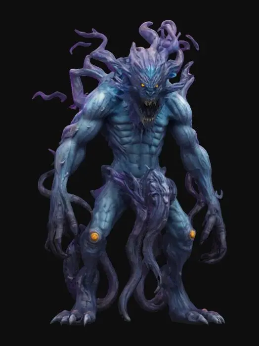 3D model for dark matter of the universe transformed into a monster, extremely detailed, high resolution texture, epic stance