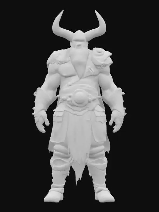 3D model for [Norway] fantasy viking demon warrior, massive body, long beard, dressed in leather armor, detailed grim expression on face, extremely detailed, high resolution texture, epic stance, #AroundTheWorld#