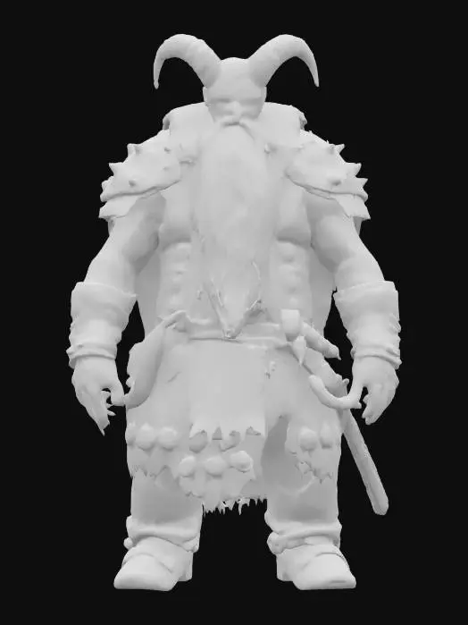 3D model for [Norway] fantasy viking demon warrior, massive body, long beard, dressed in leather armor, detailed grim expression on face, extremely detailed, high resolution texture, epic stance, #AroundTheWorld#