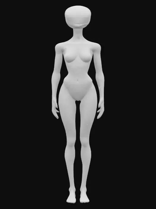 3D model for [New Mexico] alien intelligent humanoid creature, slender tall body, smooth silky skin, large head with large dark eyes, elegant and graceful features of the whole body, extremely detailed, high resolution texture, epic stance, #AroundTheWorld#