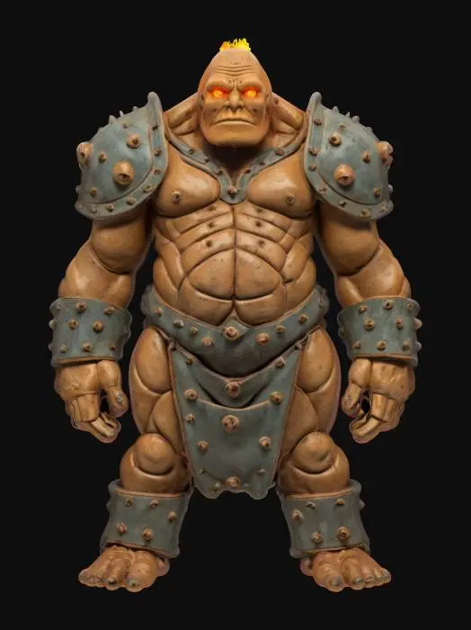 3D model for [Czech Republic] fantasy clay golem, massive stocky body, body surface made of baked clay, reinforced iron riveted plates on the back and belly, glowing eyes and fire inside the body, extremely detailed, high resolution texture, epic stance, #AroundTheWorld#