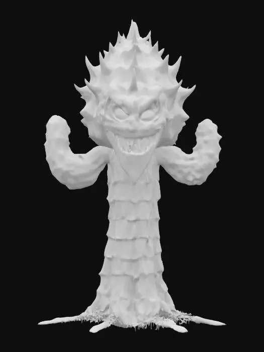 3D model for [Arizona] fantasy elemental cactus, cactus body and thorns, whole body similar to saguaro cacti, menacing appearance, detailed menacing face, extremely detailed, high resolution texture, epic stance, #AroundTheWorld#