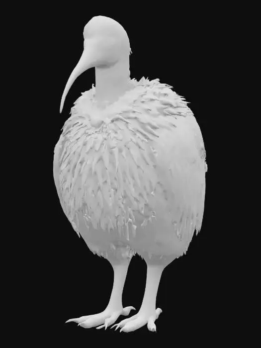 3D model for fantasy electronic humanoid kiwi, massive tall body, glowing energy all over the body, long fluffy feathers, detailed glowing big eyes, extremely detailed, high resolution texture, epic stance, #AroundTheWorld#