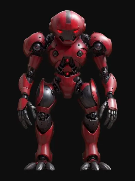 3D model for sci-fi utopian robot monster from another world, body consists of a single ball with a seated head and limbs, has a metal mask over his face, has various devices on his body, extremely detailed, high resolution texture, epic stance
