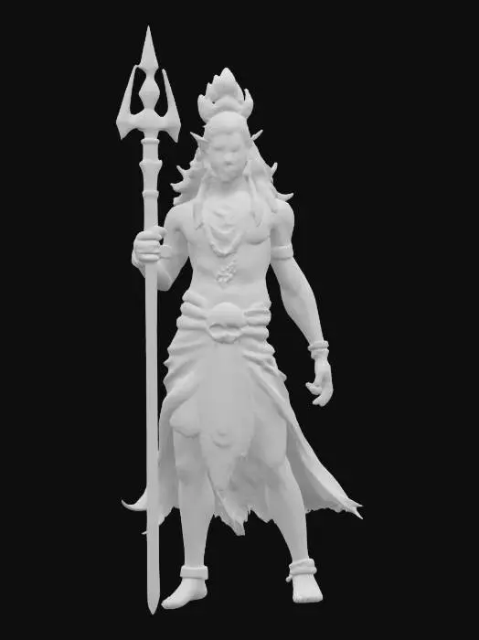 3D model for fantasy mythical warrior Shiva, elegant graceful body, dressed in an elegant tunic, sword in hand, the figure radiates calm and peace, detailed beautiful face, groomed hair, extremely detailed, high resolution texture, epic stance, #AroundTheWorld#