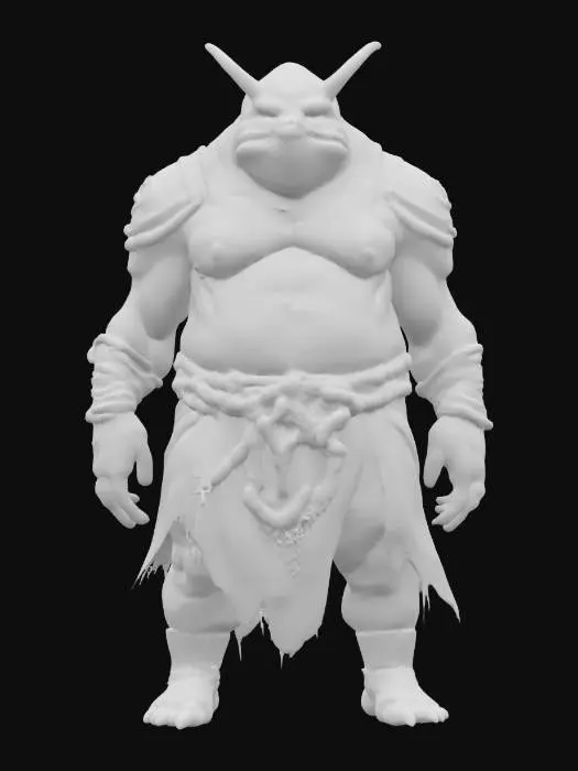 3D model for fantasy big humanoid slug, massive stocky body, slimy body surface, carapace armor on the back, dressed in a torn robe, detailed slug face with multiple eyes, extremely detailed, high resolution texture, epic stance