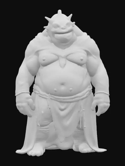 3D model for fantasy big humanoid slug, massive stocky body, slimy body surface, carapace armor on the back, dressed in a torn robe, detailed slug face with multiple eyes, extremely detailed, high resolution texture, epic stance