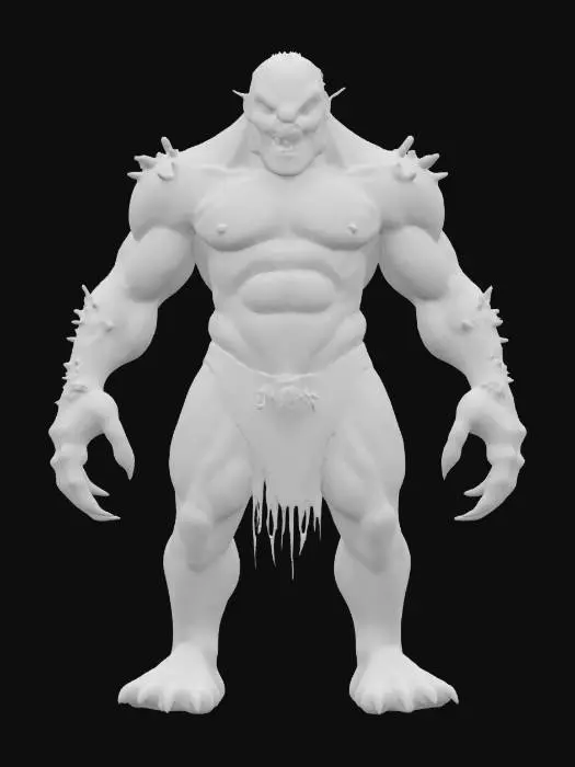 3D model for fantasy swamp monster, massive body covered in mud, long arms with long claws, moss and ferns growing all over the body, glowing bright demonic symbols, detailed scary face, extremely detailed, high resolution texture, epic stance