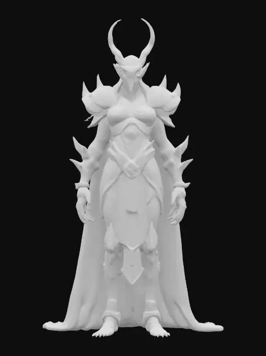 3D model for fantasy humanoid insect warrior, slim elegant shell body, partially dressed in metal armor and an elegant robe, detailed face with large terrifying mandibles, extremely detailed, high resolution texture, epic stance