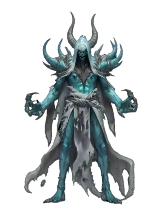 fantasy liquid creature guardian, shapeless body made of liquid gel, torn robe,… - Terrifying 3D model, vytvořený pomocí AI