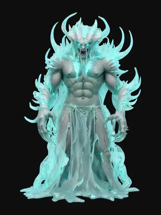 3D model for fantasy liquid creature guardian, shapeless body made of liquid gel, torn robe, sharp spikes all over the body, massive limbs ending in claws, terrifying face, extremely detailed, high resolution texture, epic stance