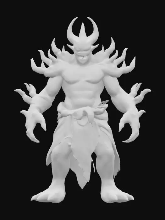 3D model for fantasy liquid creature guardian, shapeless body made of liquid gel, torn robe, sharp spikes all over the body, massive limbs ending in claws, terrifying face, extremely detailed, high resolution texture, epic stance