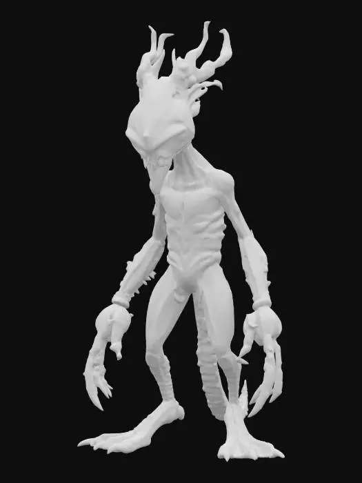 3D model for sci-fi fantasy bioluminescent morph guardian from another world, extremely detailed