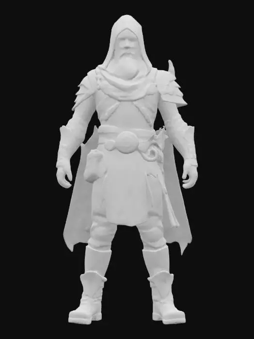 3D model for fantasy steampunk space pirate wizard, dilapidated old body, body covered in cloak and armor, energy sources glowing all over the body, detailed and mysterious face, extremely detailed, highly sharp and detailed texture, epic stance