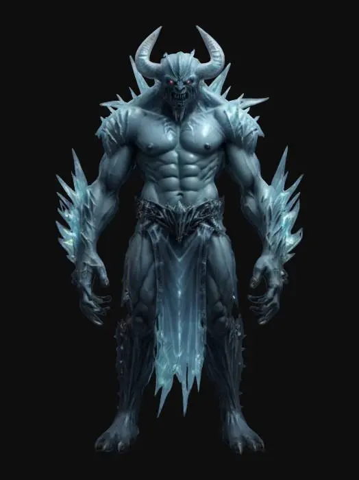 3D model for fantasy demonic humanoid monster, massive muscular body, unnaturally elegant clothing for such a terrifying monster, head resembles a mythical monster, detailed terrifying face, strange spikes and growths all over the body, extremely detailed texture with high sharp resolution, epic stance