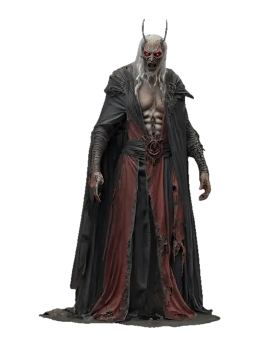 fantasy morphosis between a wizard and a demon, one body transforming into… - Terrifying 3D model, vytvořený pomocí AI