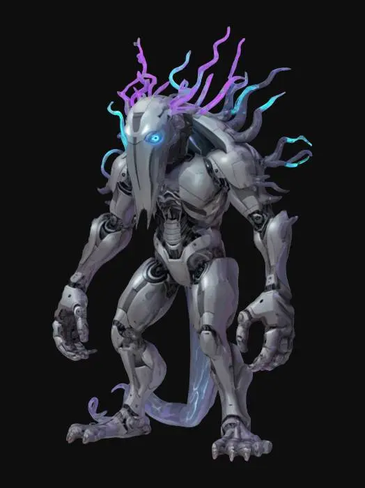 3D model for sci-fi robotic dreamlike shapeless monster, extremely detailed, high sharp resolution texture, epic stance