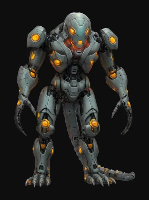 3D model for sci-fi robotic dreamlike shapeless monster, extremely detailed, high sharp resolution texture, epic stance