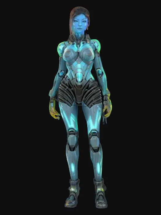 3D model for sci-fi fantasy female protonic humanoid, extremely detailed, high sharp resolution texture, hyperrealistic