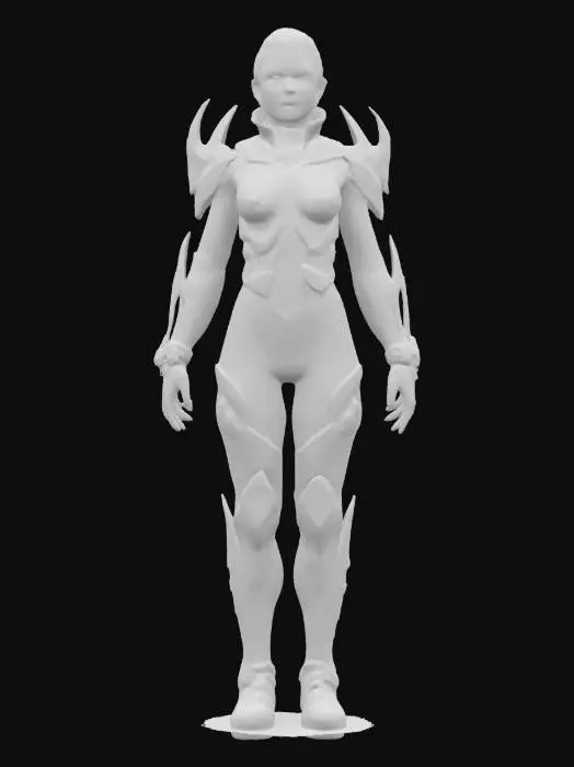 3D model for sci-fi fantasy female protonic humanoid, extremely detailed, high sharp resolution texture, hyperrealistic