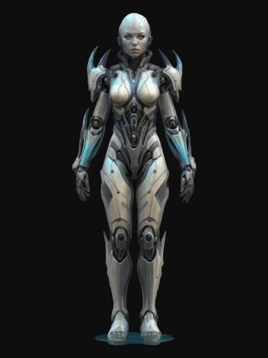 3D model for sci-fi fantasy female protonic humanoid, extremely detailed, high sharp resolution texture, hyperrealistic