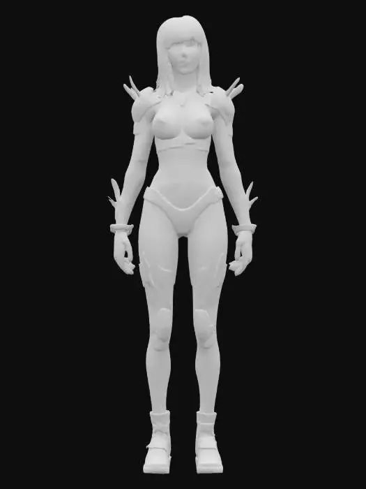 3D model for sci-fi fantasy female protonic humanoid, extremely detailed, high sharp resolution texture, hyperrealistic