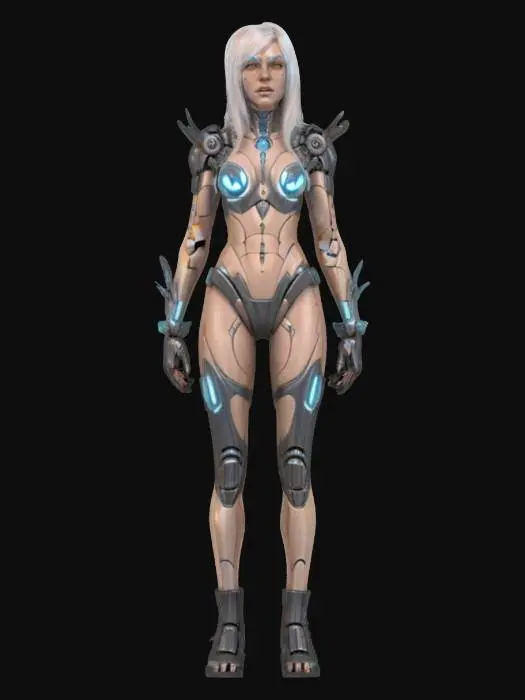 3D model for sci-fi fantasy female protonic humanoid, extremely detailed, high sharp resolution texture, hyperrealistic