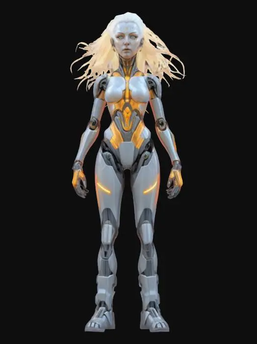 3D model for sci-fi fantasy female protonic humanoid, extremely detailed, high sharp resolution texture, hyperrealistic