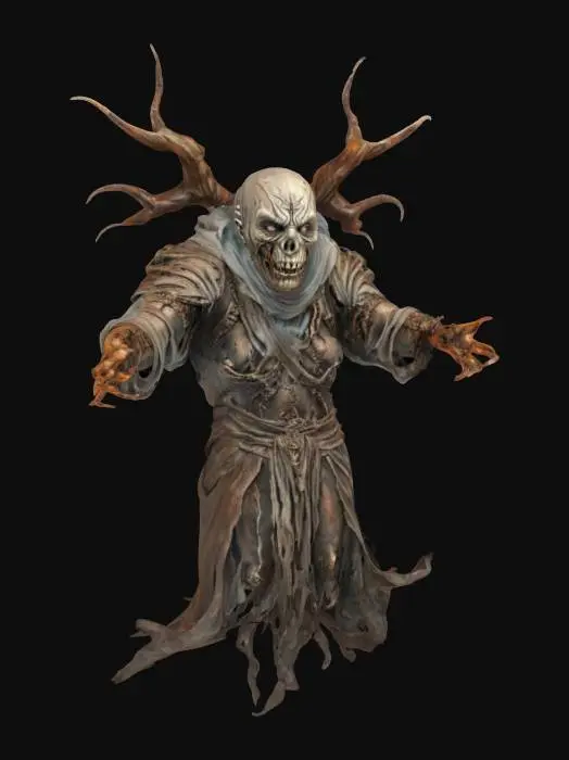 3D model for fantasy frightening wraith, body floating in the air, he is dressed in rusty armor, outstretched arms forward in front of him, detailed scary face wraith, all around traces of dark magic, extremely detailed, high sharp resolution texture, ultrarealistic, epic stance