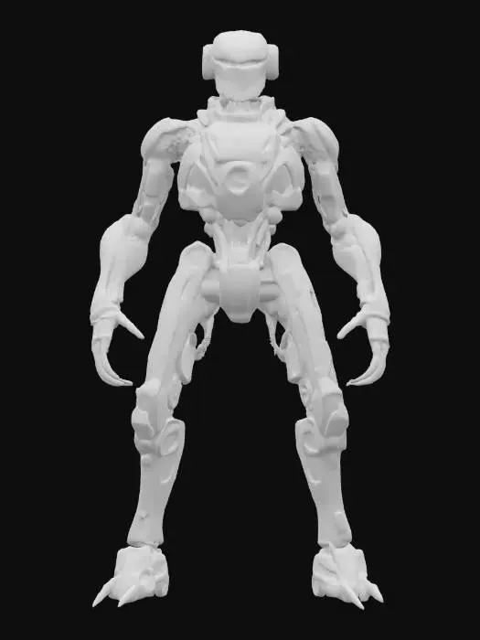 3D model for sci-fi autonomous unit ai entity, modular nano body, modifiable input and output units, energy core with automatically detectable communication interface, possibility of modifying humanoid appearance, extremely detailed, high sharp resolution texture, ultrarealistic, epic stance