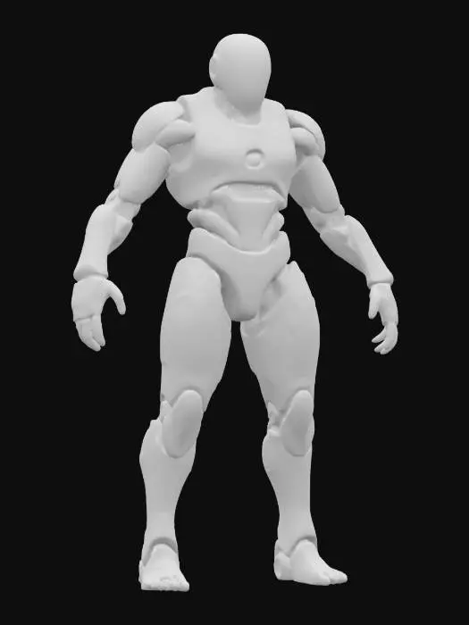 3D model for A sci-fi autonomous AI entity with an extremely non-humanoid appearance, yet with distinct limbs that contribute to its robotic and modular appearance. The body is made up of nanomodules, suggesting great flexibility and adaptability. It has modifiable input and output units. In the middle is an energy core that also serves as an automatically detectable communication interface. The entire surface is extremely detailed with sharp, high-resolution textures, giving the image an ultra-realistic feel. The overall appearance is futuristic and impressive. The entity is depicted in an epic and dynamic stance, emphasizing its strength and readiness for action. The stance is designed to best showcase its complex and robotic construction, with an emphasis on its mechanical limbs.