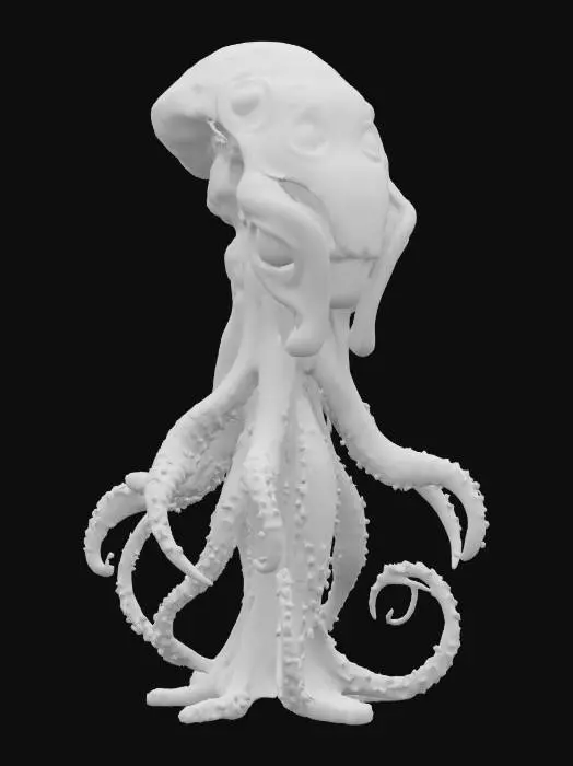 3D model for unknown entity from distant space, intelligent appearance although not very humanoid, antigravity core i.e. floating in the air, gripping tentacles instead of individual limbs, main sensory organs on some kind of head, pleasant to look at, extremely detailed, high sharp resolution texture, hyperrealistic, epic stance